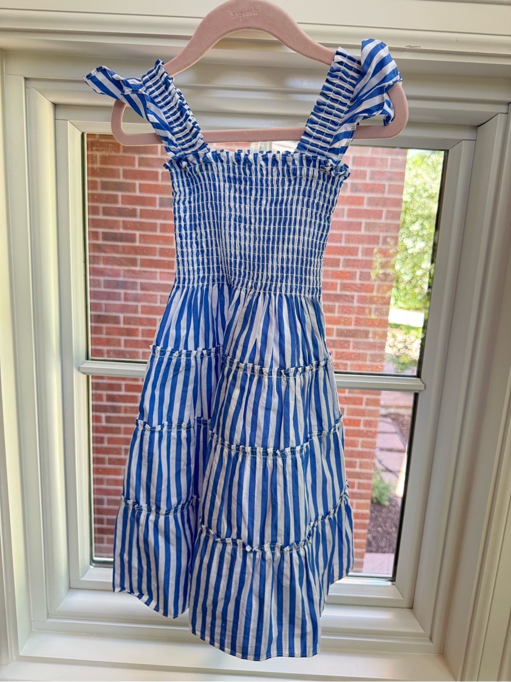 Hill House Blue & White Striped Smocked Tiered Dress